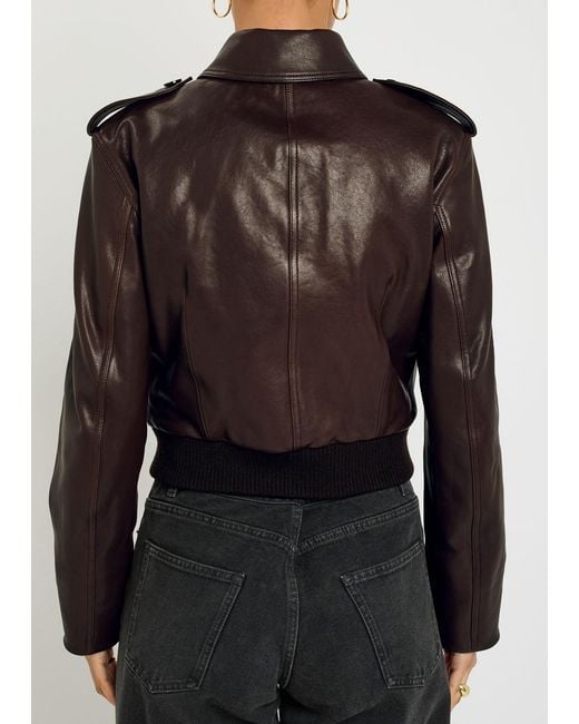 FRAME Brown The Aviator Quilted Leather Jacket