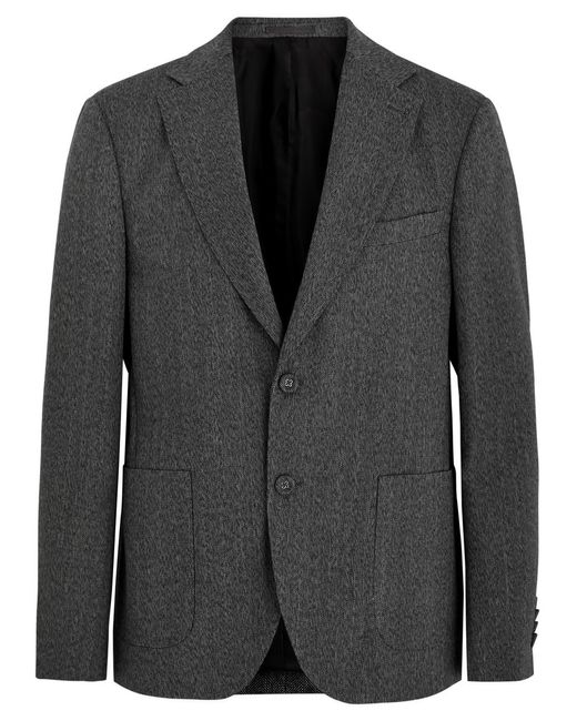 Officine Generale Black Herringbone Wool Blazer Jacket for men