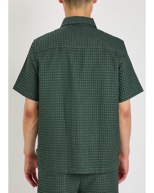 Les Deux Green Checked Seersucker Shirt for men