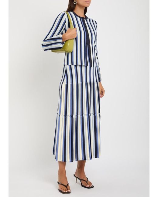 Jonathan Simkhai Blue Iris Striped Knit Cardigan