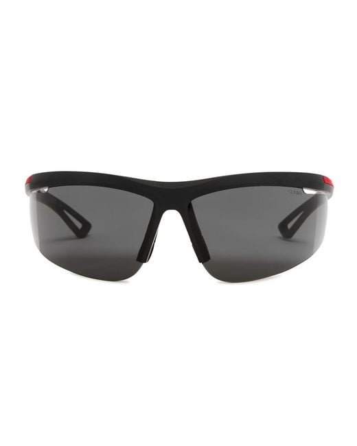 Prada Linea Rossa Black Wrap-Around Mask Sunglasses for men