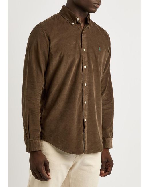 Polo Ralph Lauren Brown Logo-Embroidered Corduroy Shirt for men