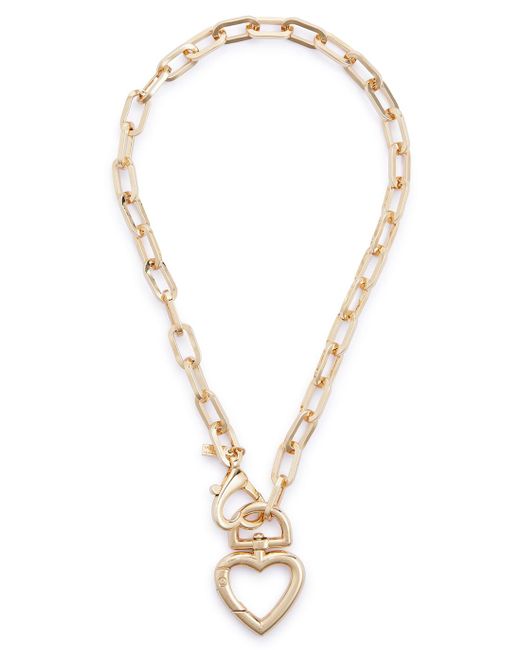 Kenneth Jay Lane Heart Chain Necklace in Metallic | Lyst