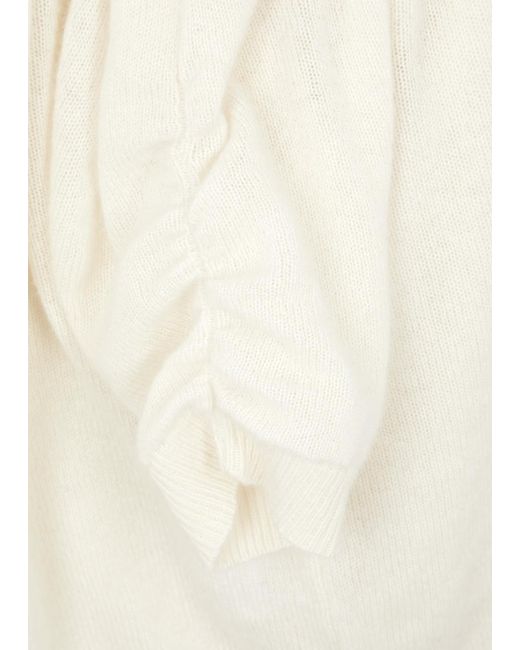FRAME White Puff-sleeve Cashmere Top