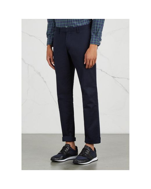 Polo Ralph Lauren Blue Slim-Leg Stretch Cotton Chinos, Chinos, Button for men