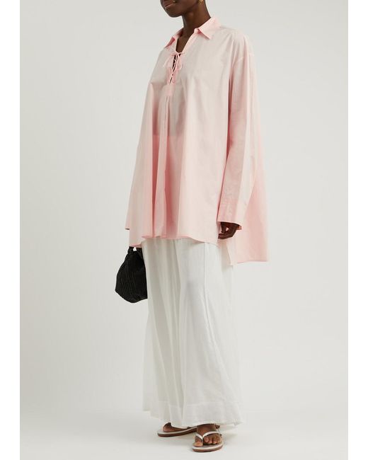 Forte Forte Pink Oversized Lace-Up Cotton-Poplin Shirt