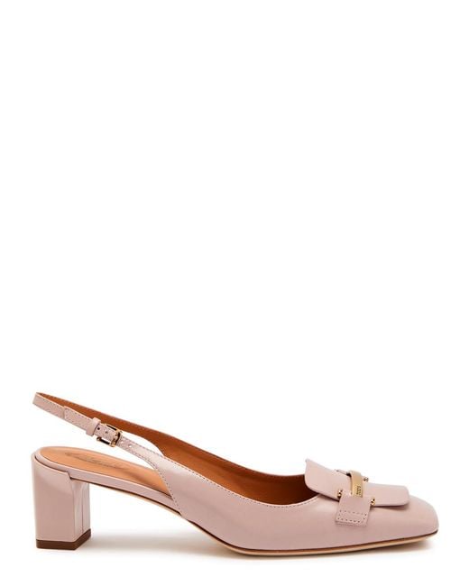 Tod's Brown Barretta 50 Smoothed Leather Slingback Pumps