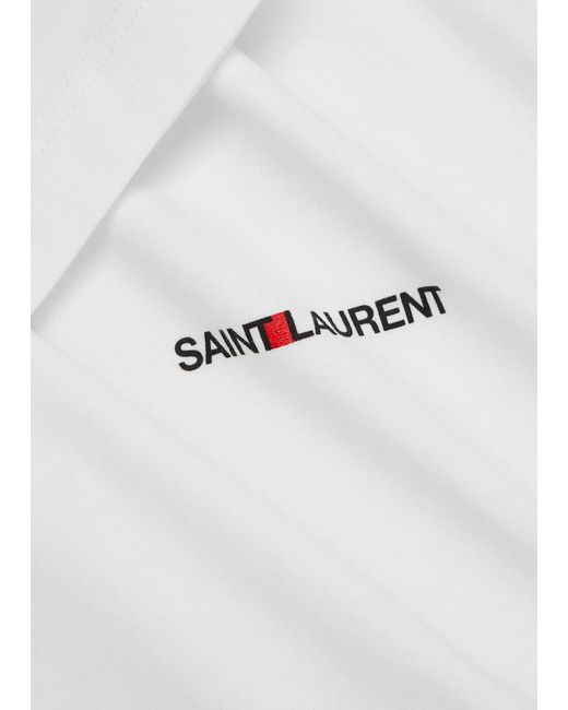 Saint Laurent White Logo-print Cotton T-shirt for men