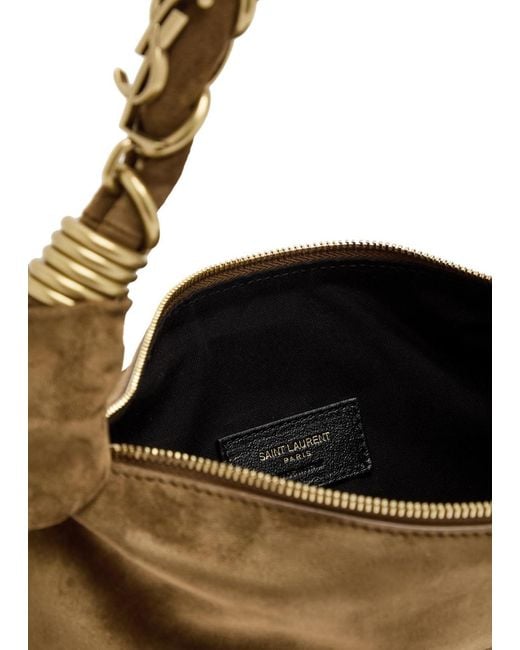 Saint Laurent Brown Rope Suede Hobo Bag