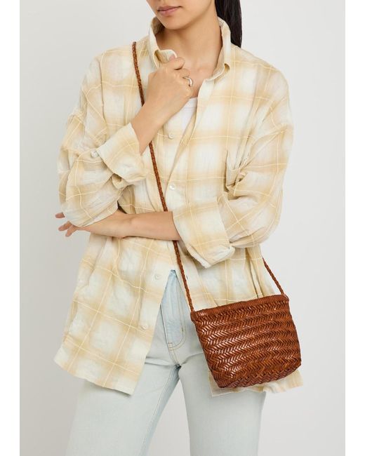 Dragon Diffusion Brown Minsu Woven Leather Cross-Body Bag