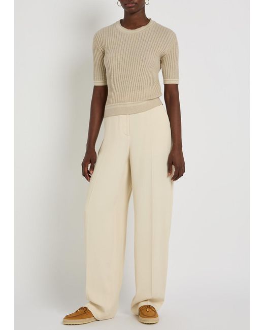 Tod's Natural Cropped Cotton-Knit T-Shirt