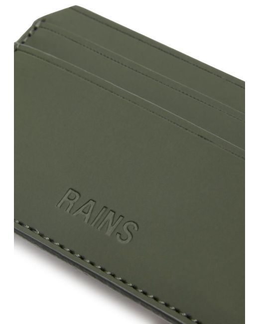 Rains Green Logo Rubberised Card Holder for men