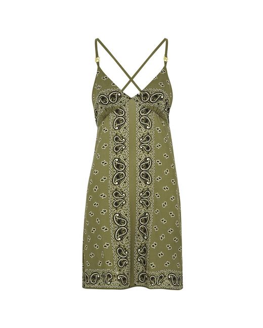 Palm Angels Green Paisley-print Mini Dress