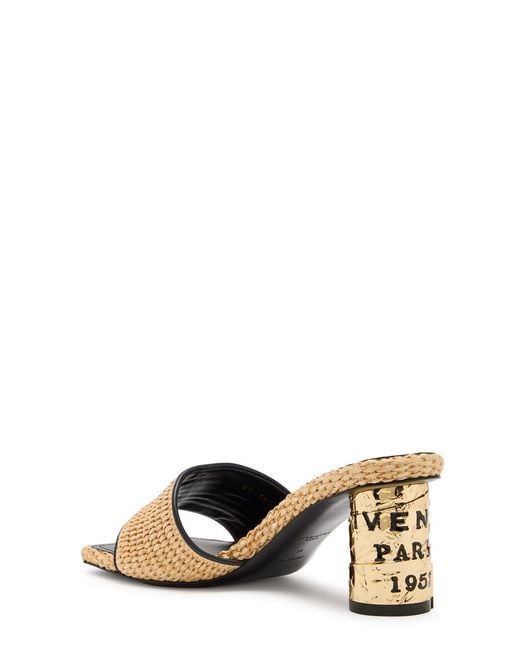 Givenchy Natural 65 Foil-Effect Heel Raffia Mules
