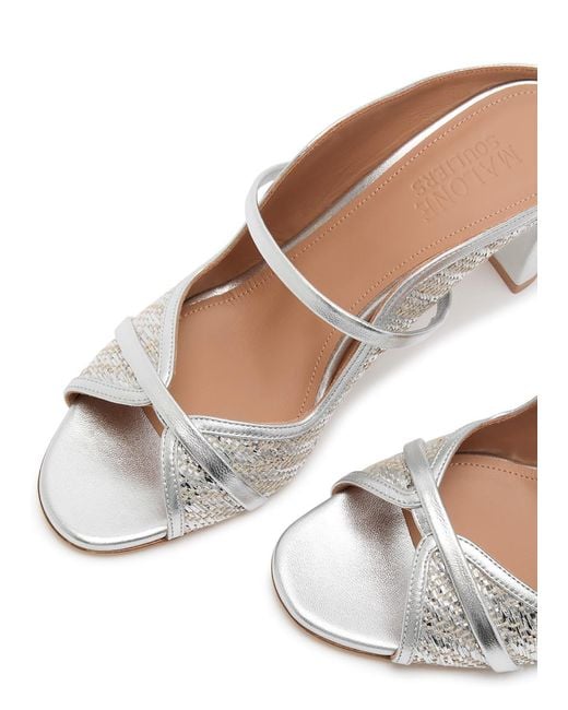 Malone Souliers White Norah 70 Metallic Raffia Sandals