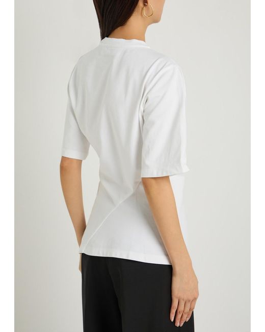 Rohe White Gathered Cotton T-Shirt