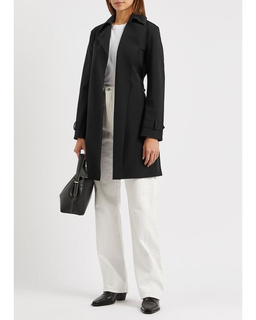 Harris Wharf London Black Belted Stretch-jersey Trench Coat