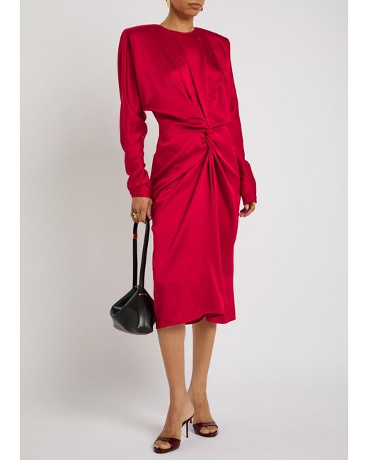 Stella McCartney Red Twisted Satin Midi Dress