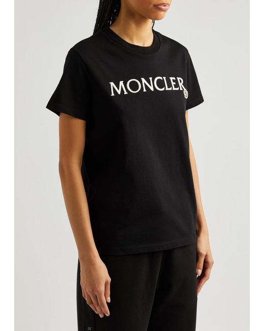 Moncler Black Logo-embroidered Cotton T-shirt