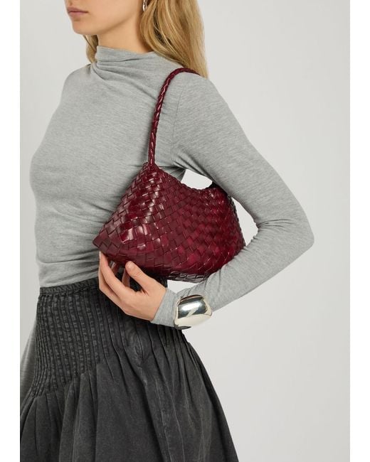 Dragon Diffusion Red Rosanna Woven Leather Shoulder Bag