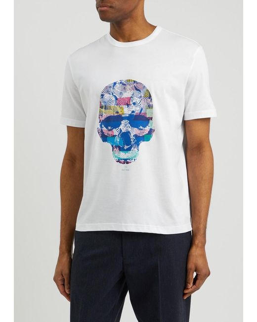 PS by Paul Smith Blue Logo-Print Cotton T-Shirt for men