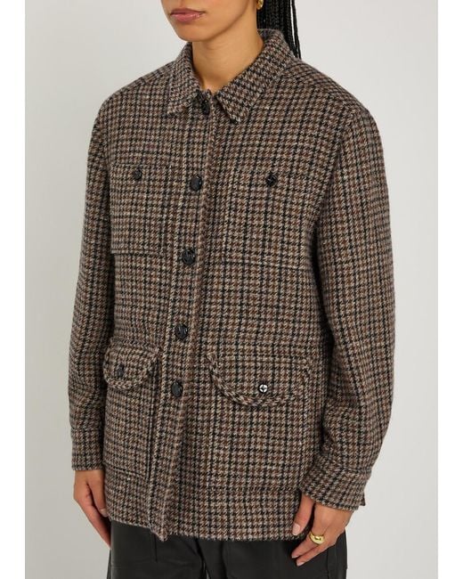 Blazé Milano Brown Lokai Houndstooth Wool-Blend Jacket