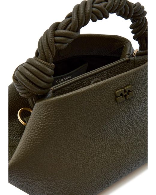 Ganni Green Bou Small Grained Leather Top Handle Bag