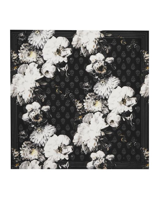 Alexander McQueen Black Chiaroscuro Biker Printed Silk Scarf