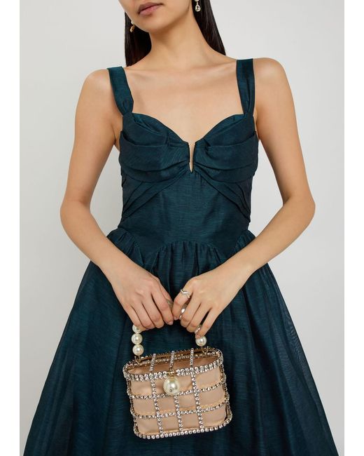 Zimmermann Blue Rebellion Pleated Linen And Silk-Blend Midi Dress