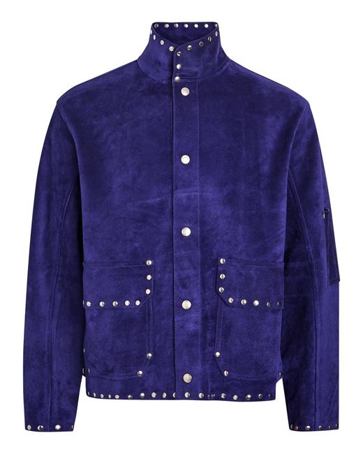 Bode Blue Studded Suede Jacket for men