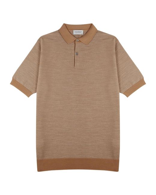 John Smedley Brown Textured Wool Polo Shirt for men