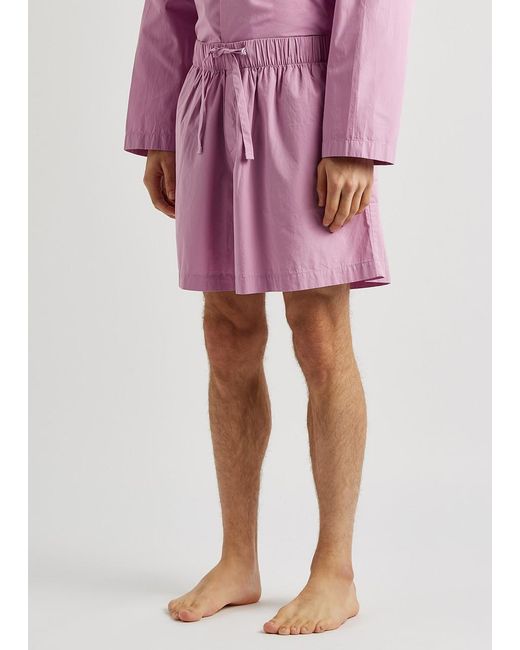 Tekla Purple Poplin Pyjama Shorts for men