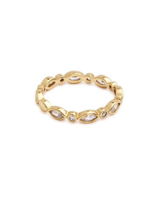 Astrid & Miyu White Navette Crystal 18Kt-Plated Ring