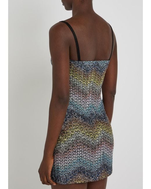 Missoni Multicolor Zigzag Metallic-Knit Mini Dress