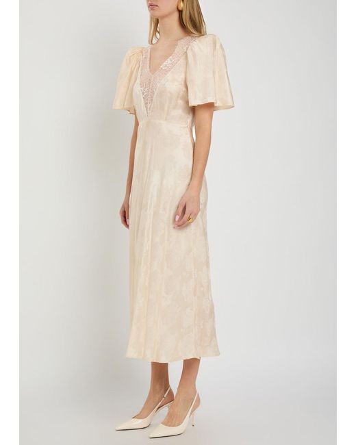 Ronny Kobo Natural Philo Floral-Jacquard Silk-Blend Midi Dress