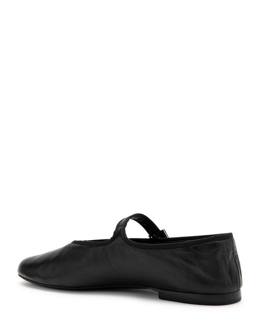 The Row Black Boheme Leather Mary Jane Flats