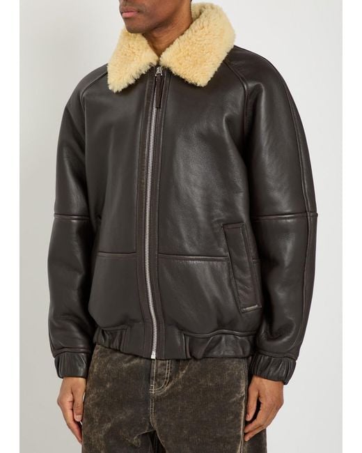 Jacquemus Black Le Bombardier Leather Bomber Jacket for men