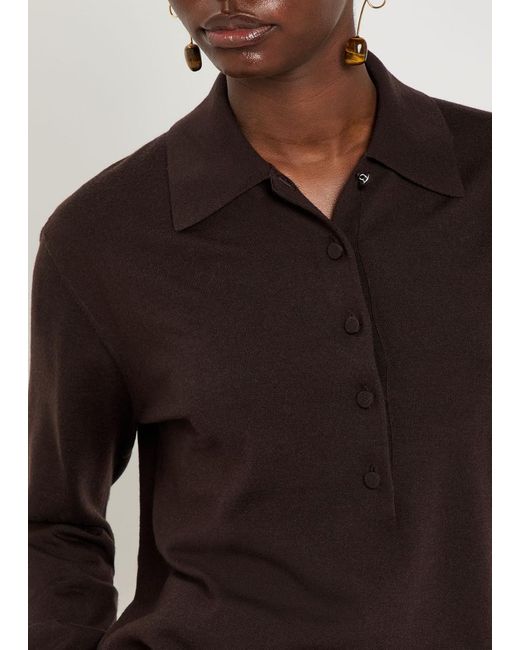 Dries Van Noten Brown Tuno Wool Polo Top