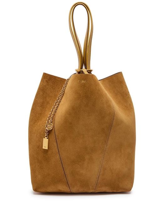 Chloé Brown Spin Medium Suede Tote