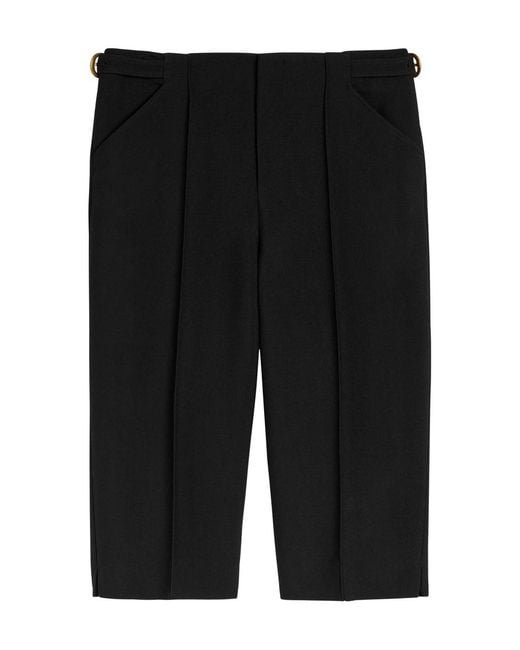 Chloé Black Slim-Leg Wool Cropped Capri Trousers