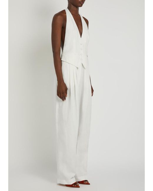 Ronny Kobo White Rex Tailored Woven Jumpsuit