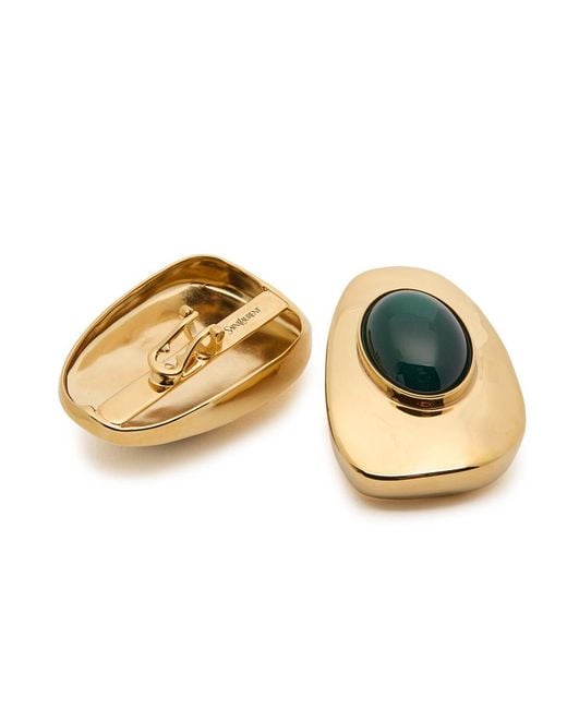 Saint Laurent Blue Cabochon Clip-On Stud Earrings