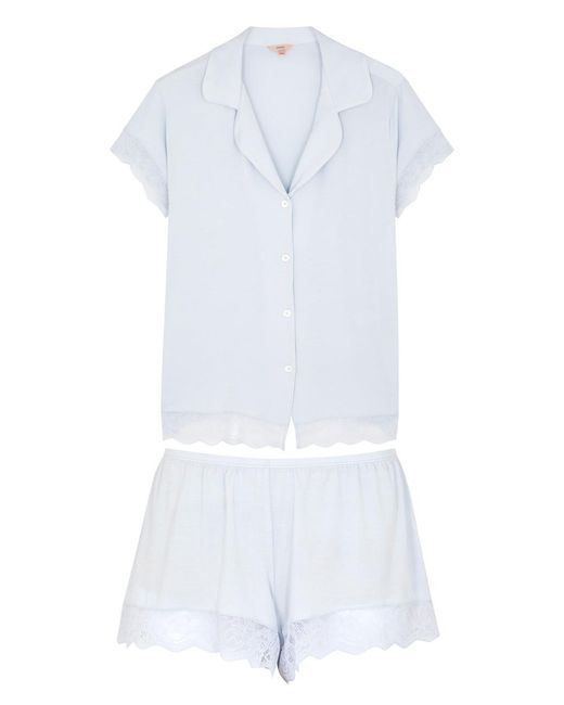 Eberjey White Malou Lace-Trimmed Stretch-Jersey Pyjama Set