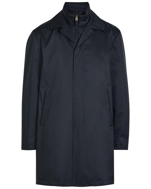 Canali Blue Layered Woven Coat for men