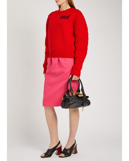 Chloé Pink Gabardine Cotton And Linen-Blend Skirt