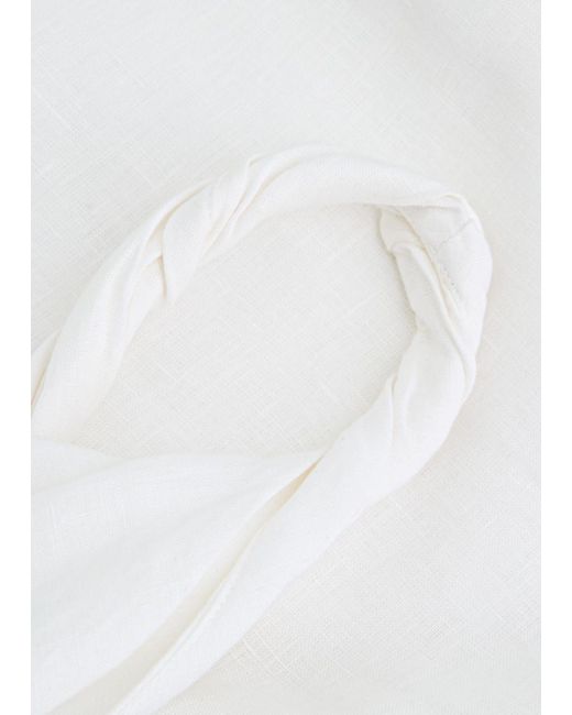 Bec & Bridge White Melanie Asymmetric Linen Mini Dress