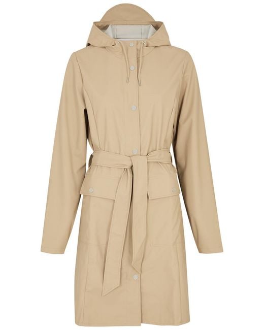 Rains Natural Belted Hooded Rubberised Jacket