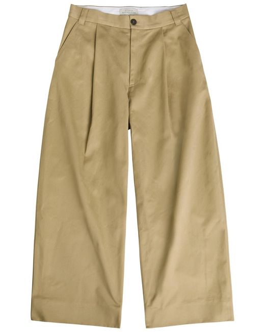 Studio Nicholson Natural Peached Pleated Wide-Leg Cotton-Twill Trousers for men