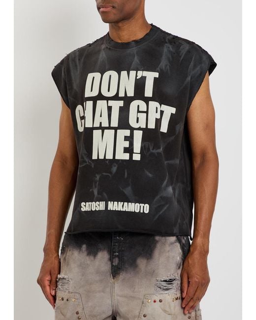 Satoshi Nakamoto Black Chat Gptee Distressed Cotton T-Shirt for men