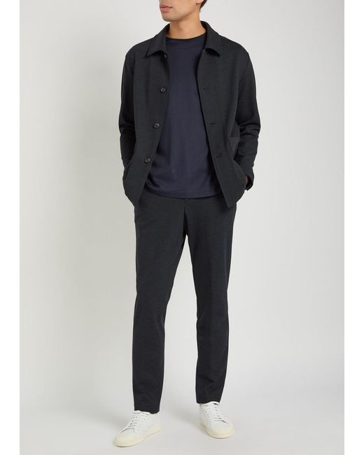 Boss Blue Tapered-Leg Piqué Jersey Trousers for men
